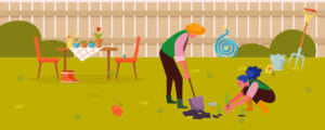 A couple Planting at their garden