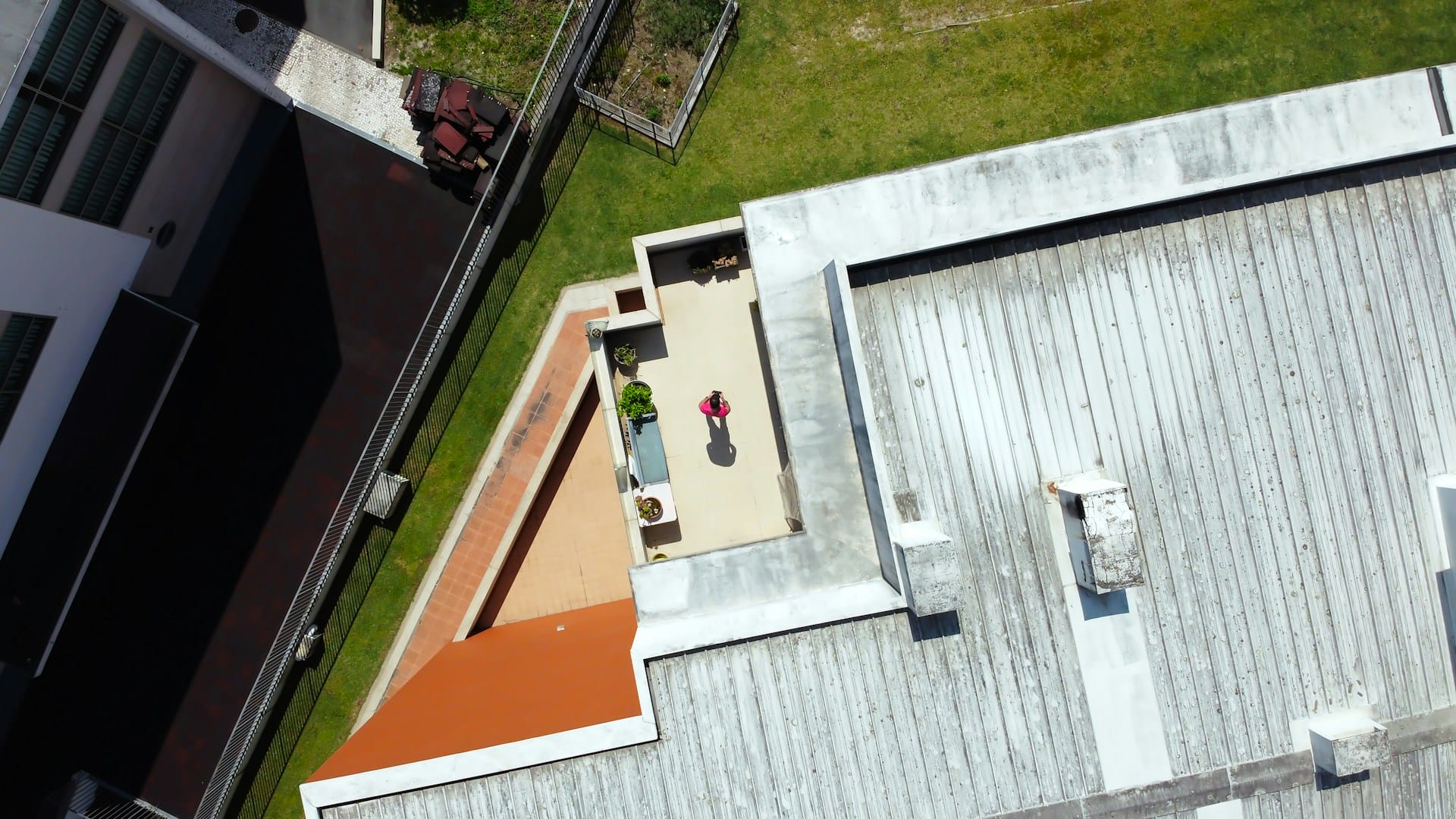 aerial view of a flat roof
