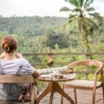 woman relaxing on a deck